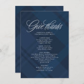 Geef bedankt Thanksgiving diner marine plaid Menu (Voorkant / Achterkant)