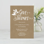 Geef Bedankt Thanksgiving Diner Uitnodiging (Staand voorkant)
