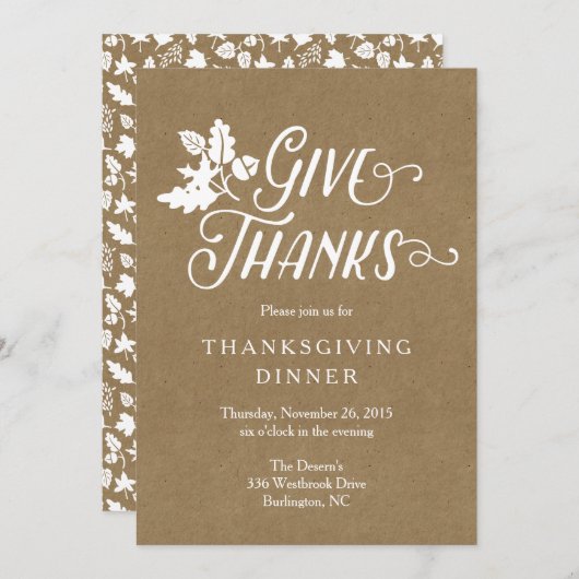 Geef Bedankt Thanksgiving Diner Uitnodiging (Voorkant / Achterkant)