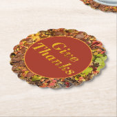 Geef Bedankt Thanksgiving Floral Leaves Kartonnen Onderzetters (Gekanteld)