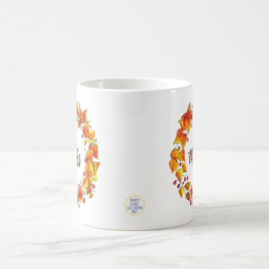 Geef Bedankt Thanksgiving Herfstbladeren Herfst Koffiemok (Center)