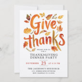 Geef Bedankt Thanksgiving Herfstdiner Waterverf Kaart (Voorkant)