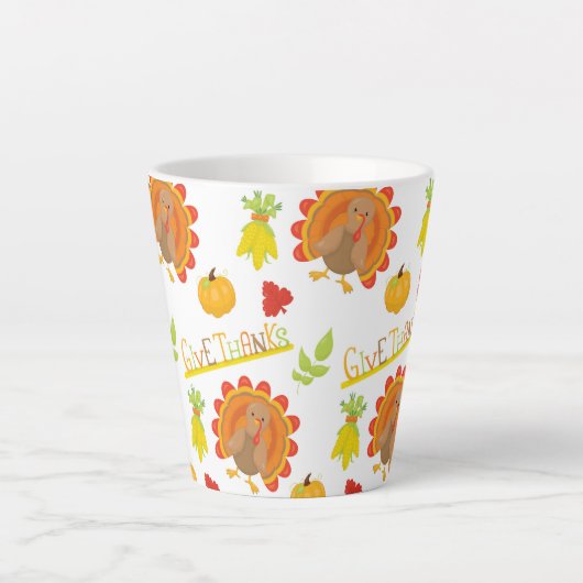 GEEF BEDANKT THANKSGIVING KALKOENEN & POMPOENEN LATTE MOK (Voorkant)