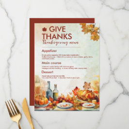 Geef bedankt Thanksgiving menu laat herfst herfst