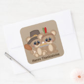 Geef Bedankt Thanksgiving muizen pelgrim Indiaas Vierkante Sticker (Envelop)