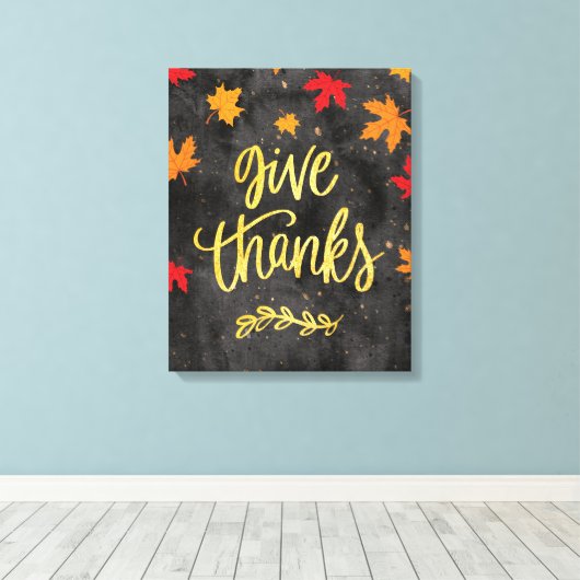 Geef Bedankt, Thanksgiving muurkunst Canvas Afdruk (Insitu (Houten vloer))