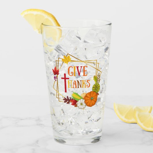 Geef Bedankt Thanksgiving Quote Herfst Herfst Pomp Glas (Voorkant ijs)