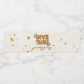 Geef Bedankt, Thanksgiving Waterfles Etiket (Enkel label)