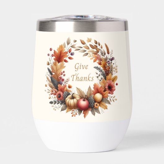 Geef Bedankt Thanksgiving Wine Tumbler (Voorkant)