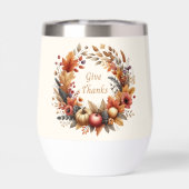 Geef Bedankt Thanksgiving Wine Tumbler (Achterkant)