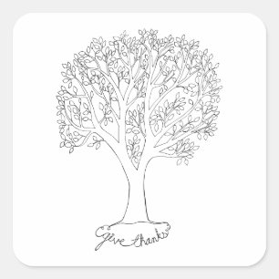 Geef Bedankt Tree Vierkante Sticker