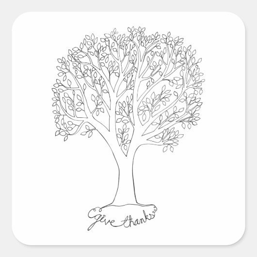 Geef Bedankt Tree Vierkante Sticker (Voorkant)