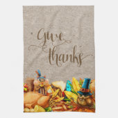 Geef Bedankt Turkije Herfst Herfst Thanksgiving Theedoek (Verticaal)