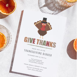 Geef Bedankt Turkije Thanksgiving Diner Uitnodigin Kaart