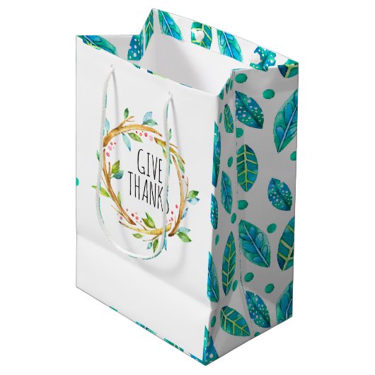 Geef bedankt typografie rustige adem medium cadeauzakje (Voorkant Gekanteld)