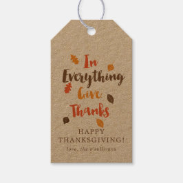 Geef Bedankt Typografisch Autumn Leaves Gift Label Cadeaulabel