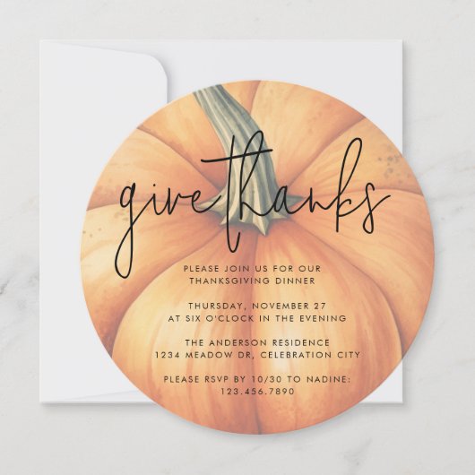 Geef Bedankt unieke Waterverf pompoen Thanksgiving Kaart (Voorkant)