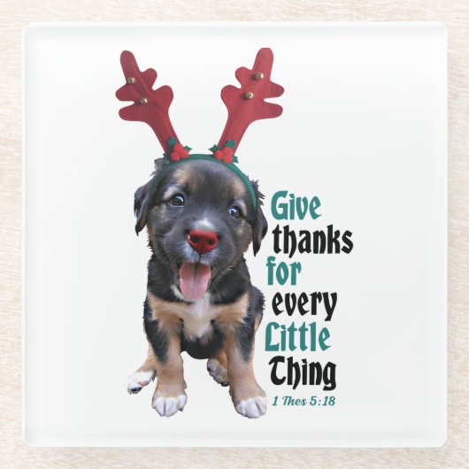 Geef bedankt voor elk klein ding glazen onderzetter (Voorkant)