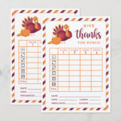 Geef bedankt voor het bunco novemberthema Thanksgi Kaart (Voorkant / Achterkant)