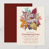 GEEF BEDANKT VRIENDSGIVING FESTIVE FALL LEAVES KAART (Voorkant / Achterkant)