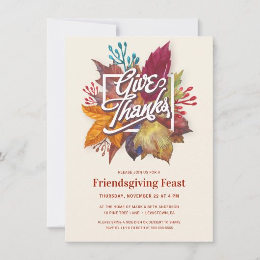 GEEF BEDANKT VRIENDSGIVING FESTIVE FALL LEAVES KAART (Voorkant)