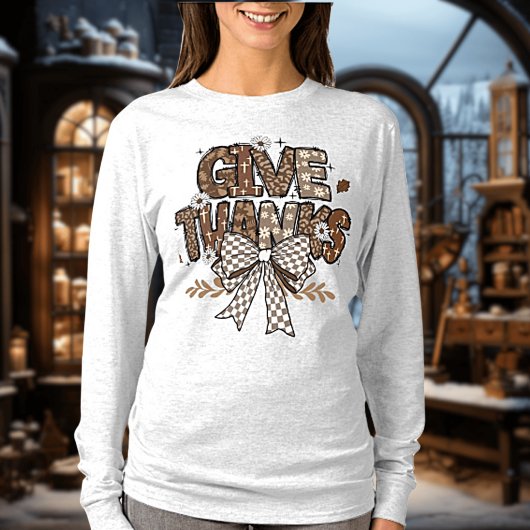 "Geef Bedankt" Vrouwen T-shirt met lang sleeve