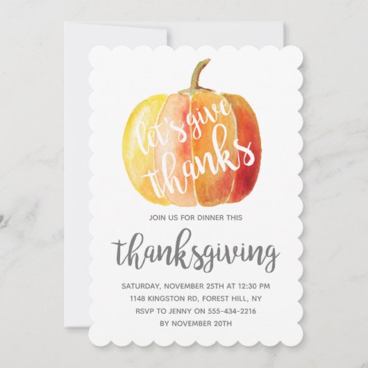 "Geef Bedankt" Waterverf pompoenThanksgiving Kaart (Voorkant)