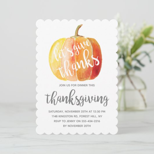 "Geef Bedankt" Waterverf pompoenThanksgiving Kaart (Staand voorkant)