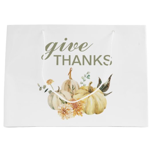 Geef Bedankt Waterverf Pumpkin Groot Cadeauzakje (Voorkant)