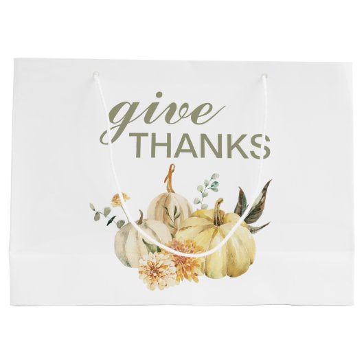 Geef Bedankt Waterverf Pumpkin Groot Cadeauzakje (Achterkant)