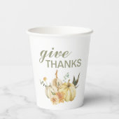 Geef Bedankt Waterverf Pumpkin Papieren Bekers (Achterkant)