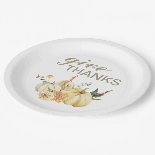 Geef Bedankt Waterverf Pumpkin Papieren Bordje (Gekanteld)