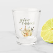 Geef Bedankt Waterverf Pumpkin Shot Glas (Voorkant)