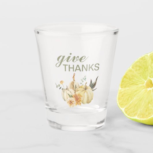 Geef Bedankt Waterverf Pumpkin Shot Glas (Voorkant)