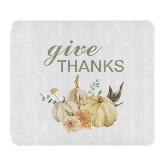 Geef Bedankt Waterverf Pumpkin Snijplank (Voorkant)