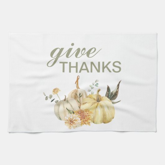 Geef Bedankt Waterverf Pumpkin Theedoek (Horizontaal)