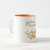 Geef Bedankt Waterverf Pumpkin Tweekleurige Koffiemok (Voorkant links)