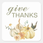 Geef Bedankt Waterverf Pumpkin Vierkante Sticker (Voorkant)