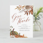 Geef bedankt waterverf Thanksgiving diner Kaart (Staand voorkant)