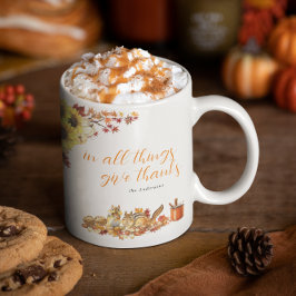 Geef Bedankt | Waterverf Thanksgiving Monogram Koffiemok