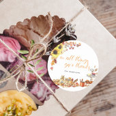 Geef Bedankt | Waterverf Thanksgiving Monogram Ronde Sticker