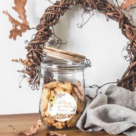 Geef Bedankt | Waterverf Thanksgiving Monogram Ronde Sticker