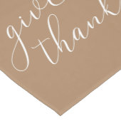 Geef Bedankt White Script op bruine Thanksgiving Medium Tafelloper (Hoek)