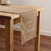 Geef Bedankt White Script op bruine Thanksgiving Medium Tafelloper (Voorbeeld)