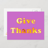 Geef bedankt, woordkunst met gele lelie briefkaart (Voorkant / Achterkant)