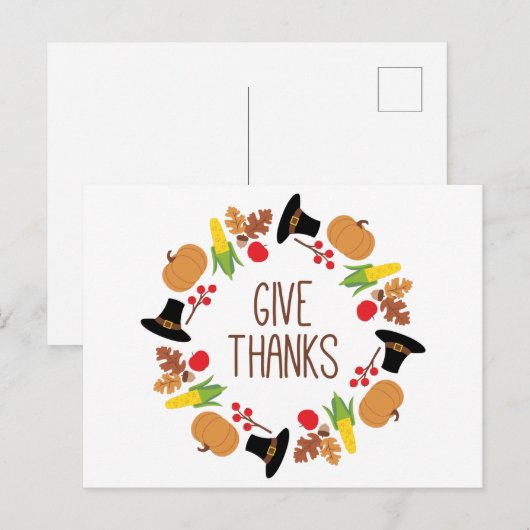 Geef Bedankt Wreath Briefkaart (Voorkant / Achterkant)