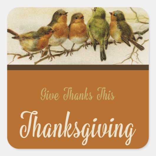 Geef Bedankt zingende vogels Vierkante Sticker (Voorkant)