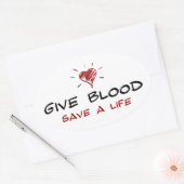 Geef bloed een leven te redden ovale sticker (Envelop)