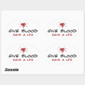 Geef bloed een leven te redden ovale sticker (Vel)