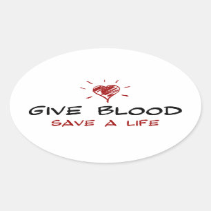 Geef bloed om een leven te redden ovale sticker